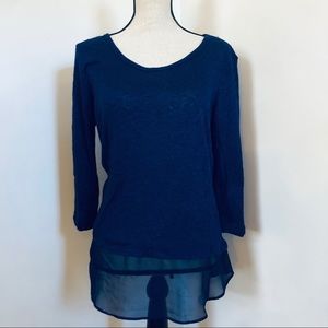 Dark Blue Sweater Tunic Blouse